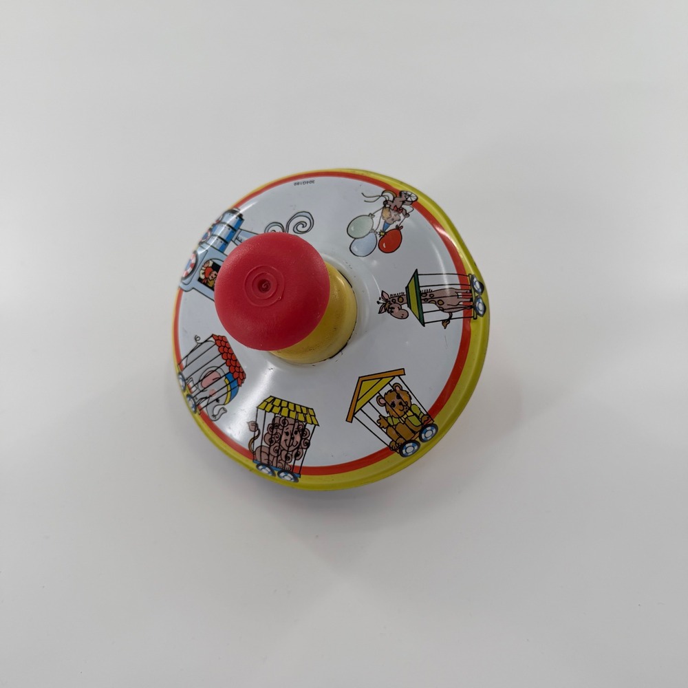 Tin Toy Vintage Circus Spinning Top Toy USA 60s 70s Litho Ohio Art Classic - Picture 7 of 7